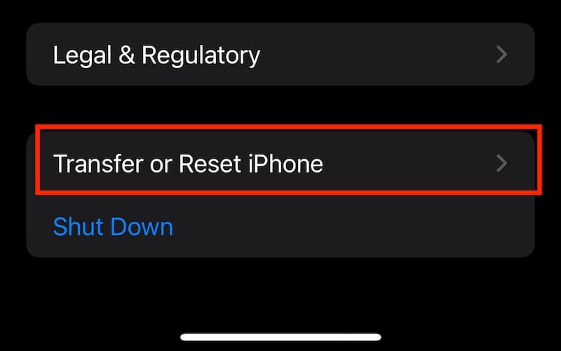 screenshot transfer or reset iphone