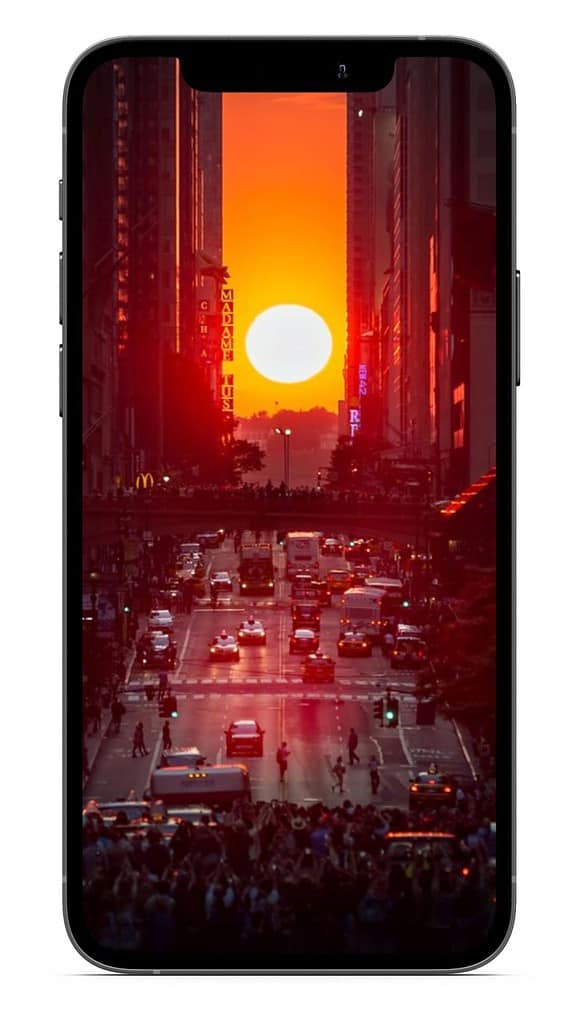Bustling City Sunset wallpaper for iPhone