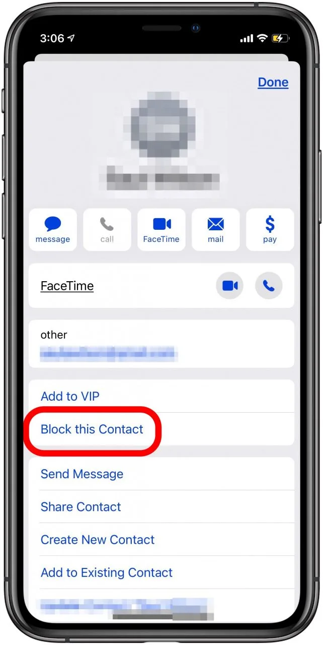 Block this contact iPhone