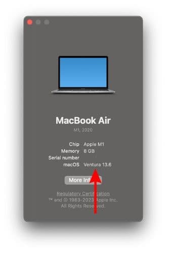 Check the Software version of your Mac