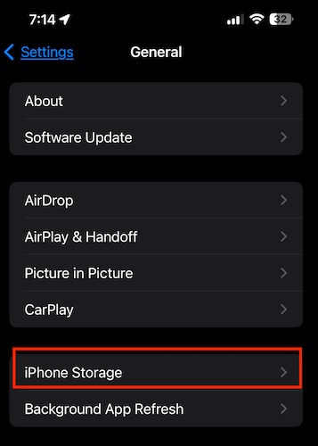 Screenshot General iPhone Storage