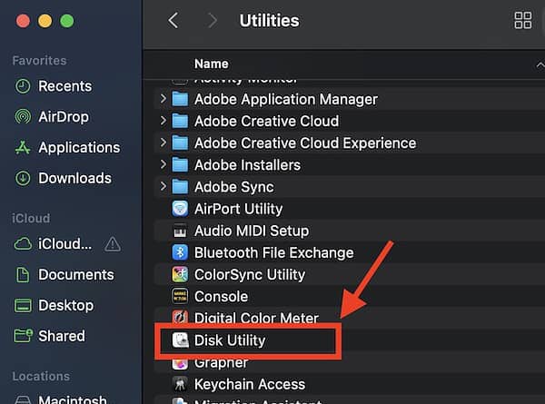 Screenshot Mac Disk Utility