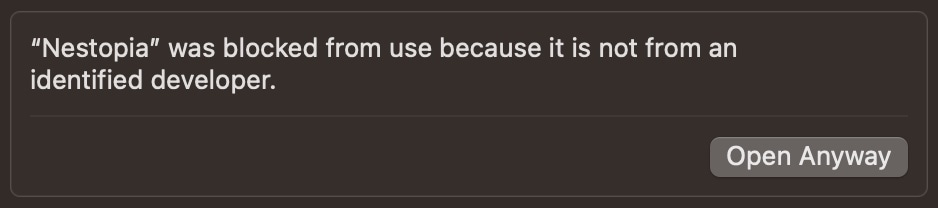Select Open Anyway when you receive the prompt