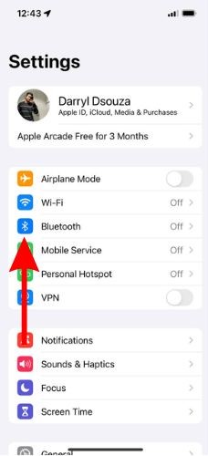 Open Settings and tap Bluetooth