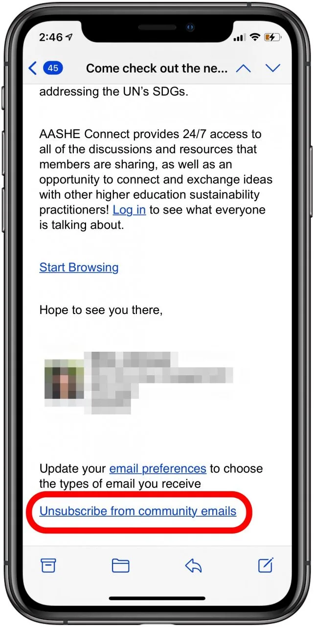 Unscribe email