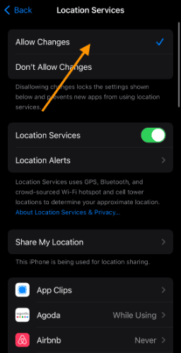 Allow changes in Content and Privacy restrictions to fix Find My turning off automatically 