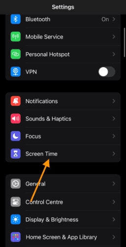 open screen time settings