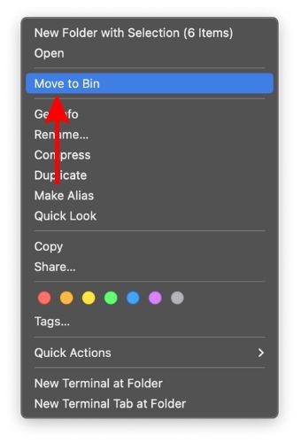 select the Move to Bin option to fix the “Your account doesn't allow editing on a Mac,” error.