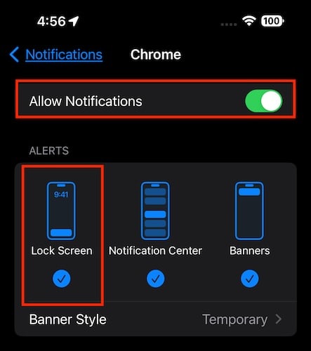 Screenshot allow notifications