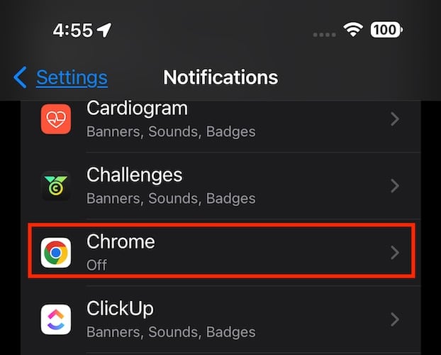 Screenshot app notifications