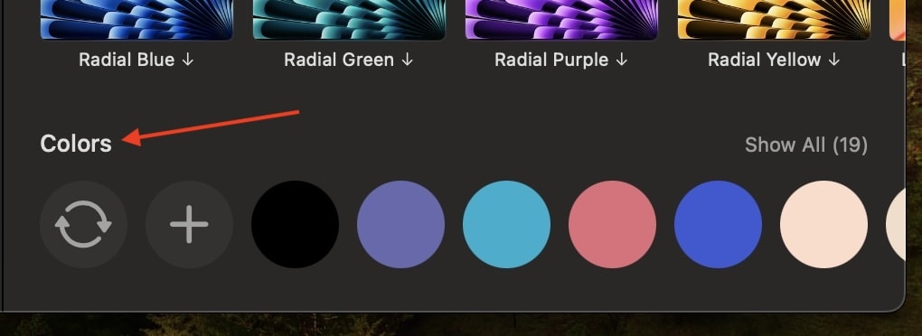 Change Menu Bar Color Selection Settings Screen