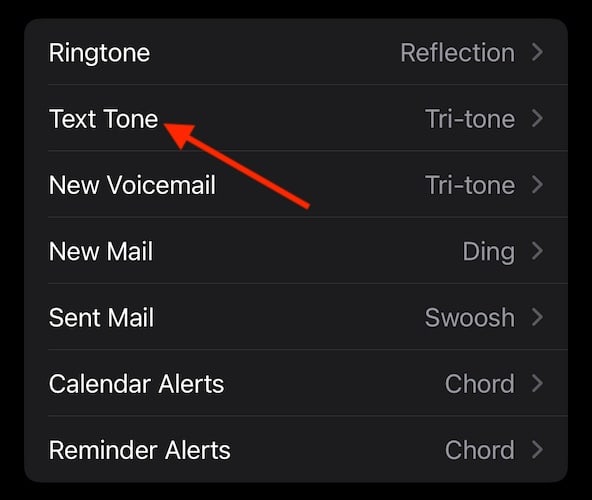 Change Notification Sound iOS Tap Text Tone