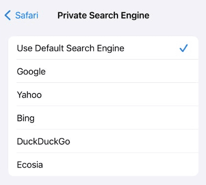 Change Private Search Engine