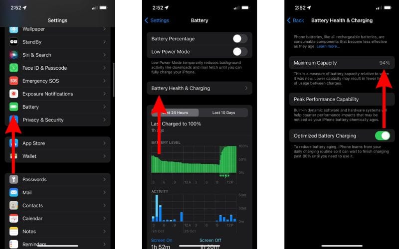 Check Battery Health to fix iPhone Randomly Shutting Down at Night