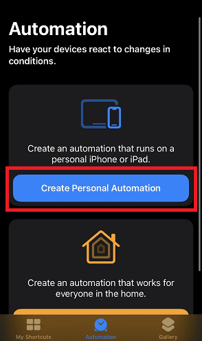 Click Create Personal Automation