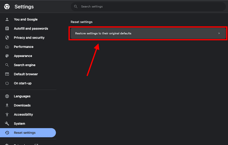 Click Restore settings to their original defaults