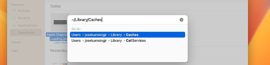 Searching Cache Folders in Finder