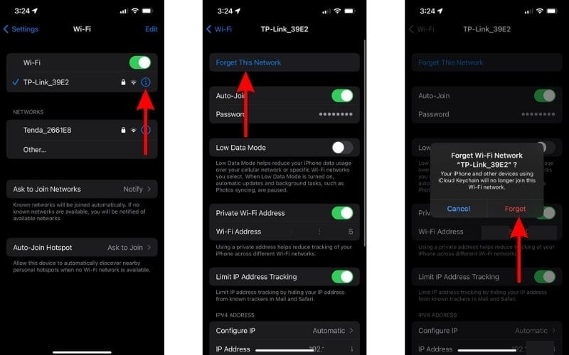 Forget WiFi Network on iPhone to Fix WiFi issues on iPhone