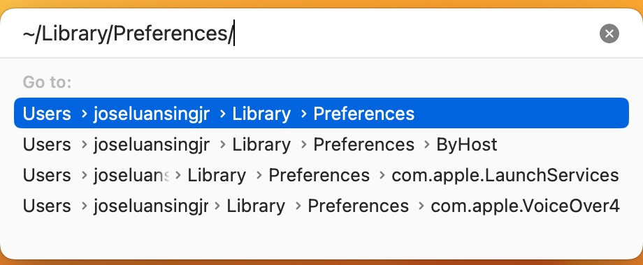 Go to Folder Library Preferences