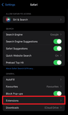 Manage extensions in Safari iOS 17
