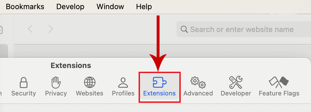Remove unwanted Extensions from Safari
