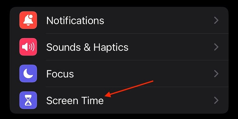 Go to Settings and then choose Screen Time.