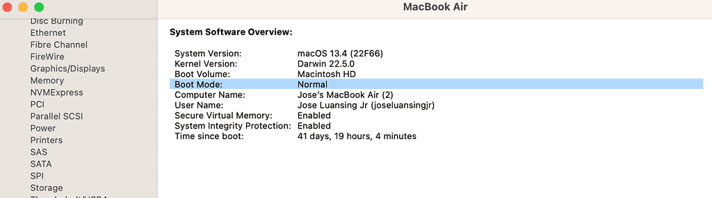 System Information Details on a Mac