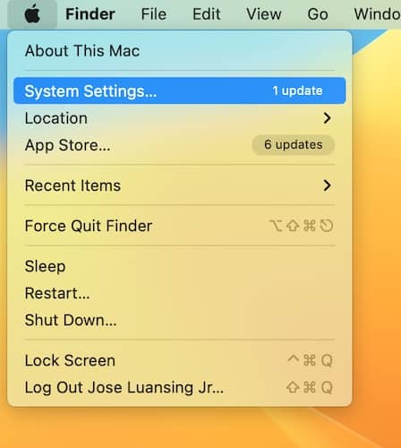 System Settings on macOS Device