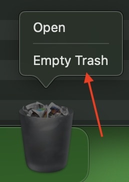 Control-click your Trash icon and select Empty Trash.