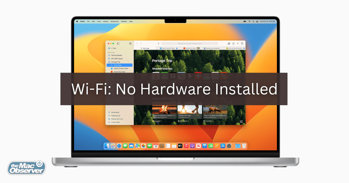 how to fix wifi no hardware installed on mac