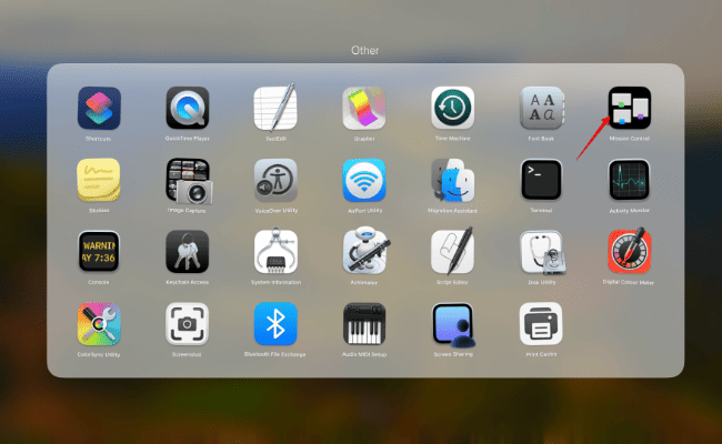 Mission Control icon in launchpad menu