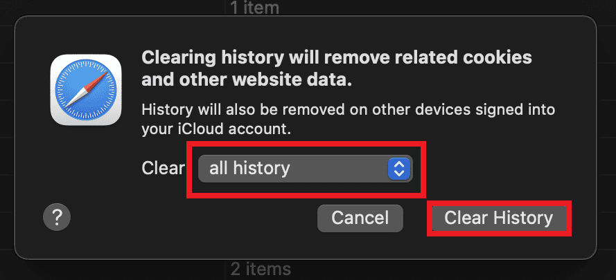 select time frame , click clear history