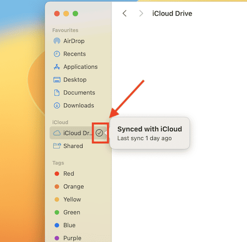 Click the circled tick icon beside iCloud Drive