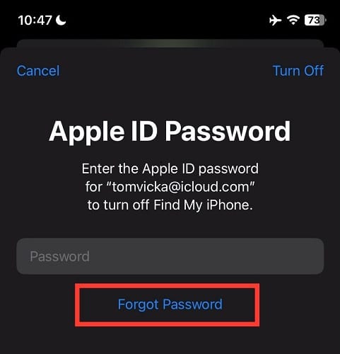 tap forget password
