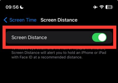 toggle on screen distance