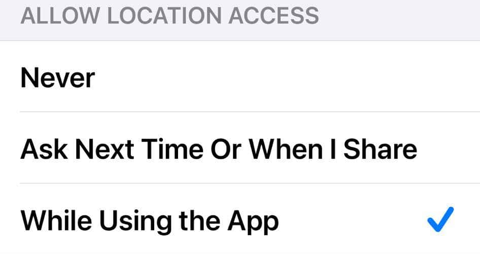 Selecting Location Access to Disable AirPods Tracking
