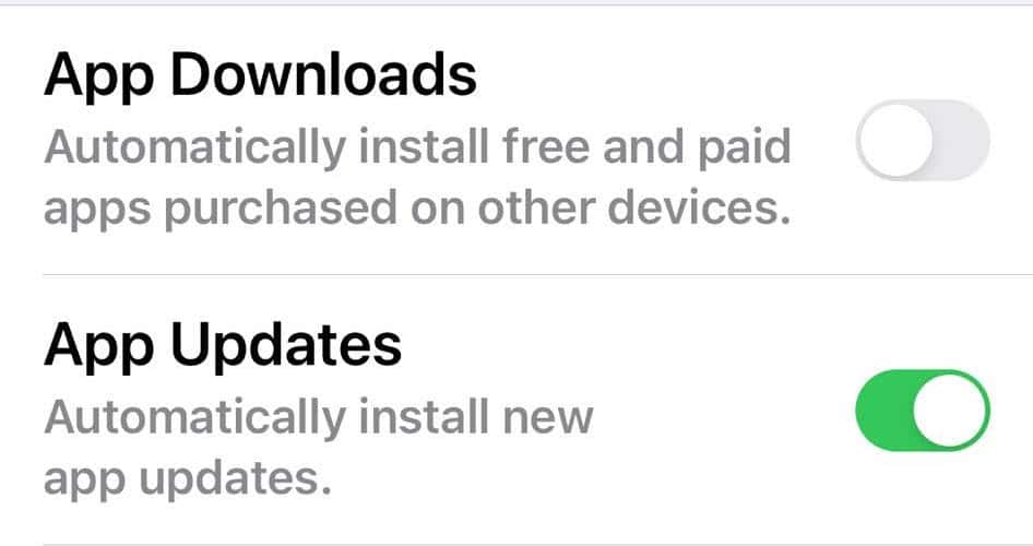 Turning on App Updates for App Store on iPhone
