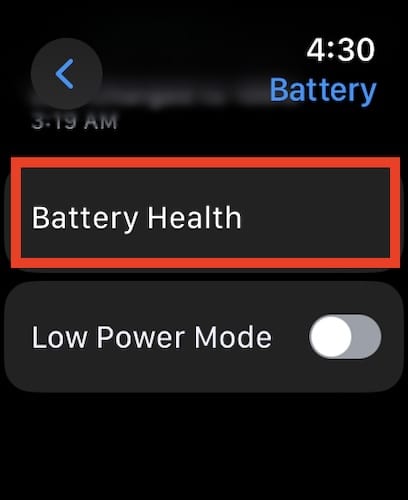 Screenshot Apple Watch Battery Health