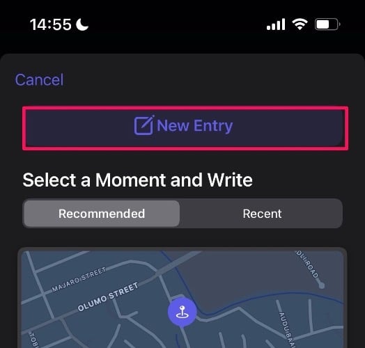 Choose a new entry prompt