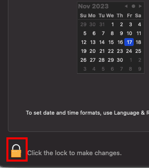 Click the lock to make changes