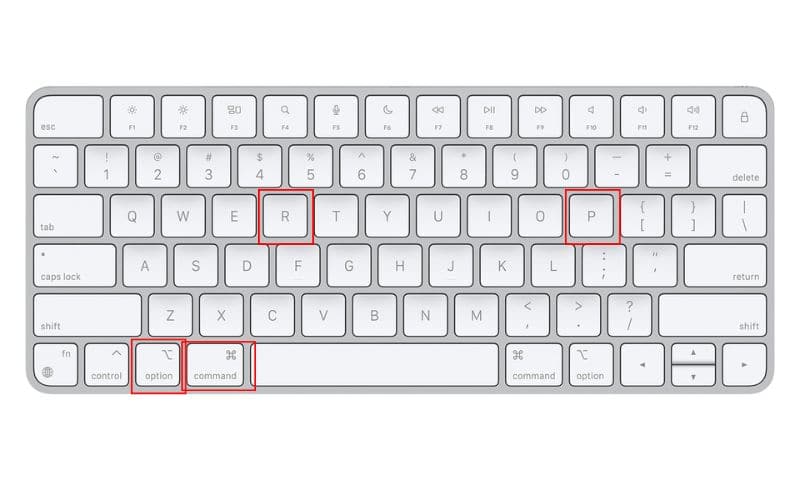 Press the Command + Option + P + R keys to Fix Horizontal Lines on MacBook Screen