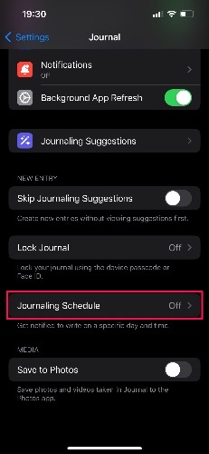 Enable Journaling Schedule