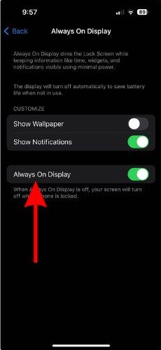 Enable the Always On Display toggle