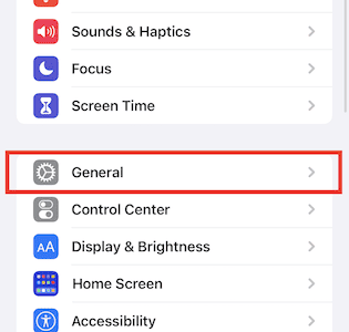 In settings, click General