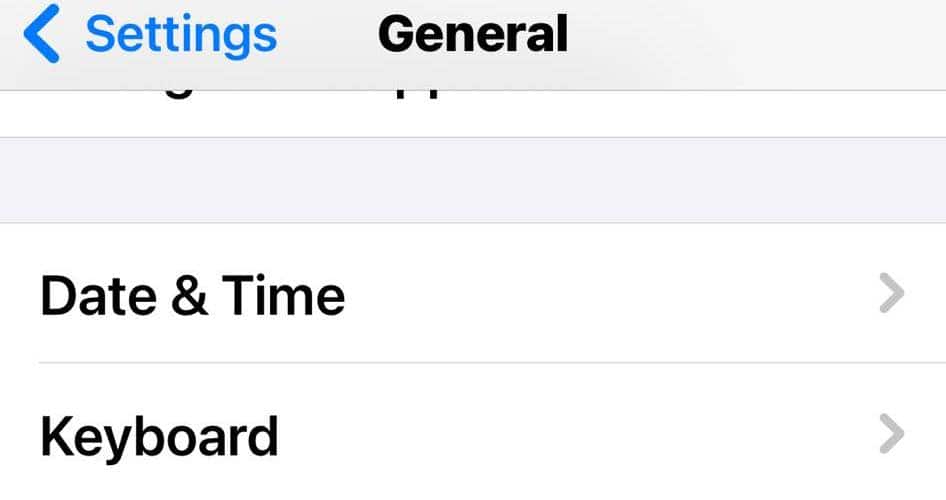 Keyboard Section in General iPhone Settings
