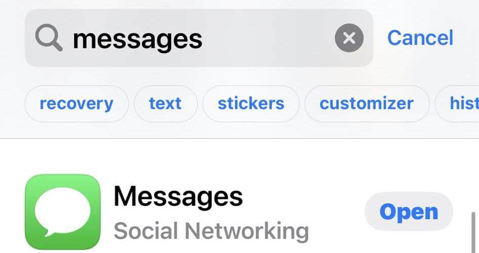 Searching Messages App on App Store