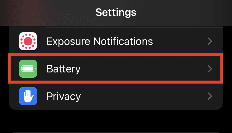 Open Settings and select Battery