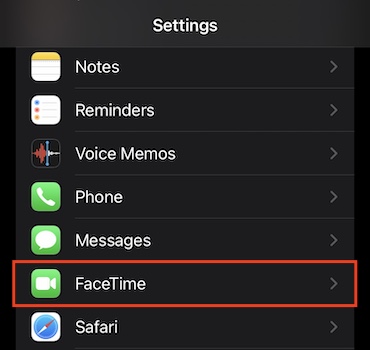 Open Settings and select FaceTime