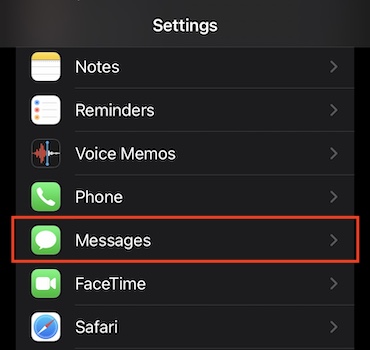 Open Settings and select Messages