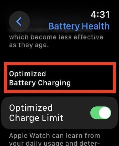 Apple Watch Optimized Battery Charging